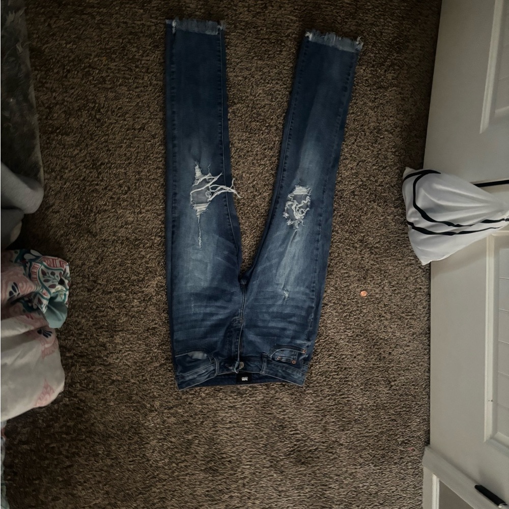 Black Label Distressed Denim Skinny Jeans